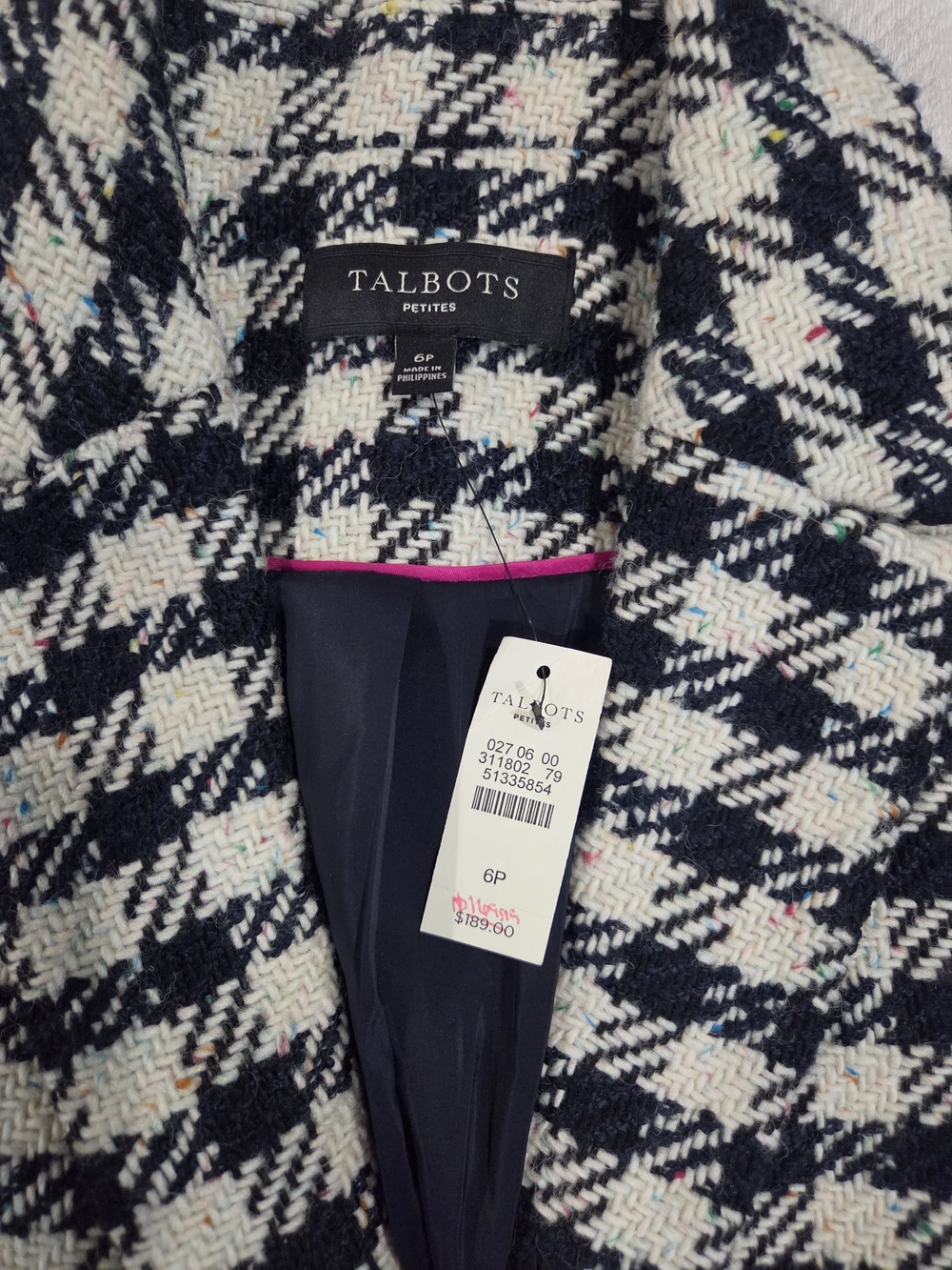 Talbots Black & White Houndstooth Blazer Jacket - Picture 3 of 11